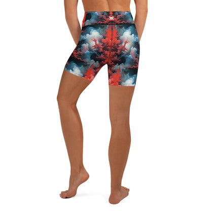 Yoga Shorts - Ethereal Crimson Flow - Light Jelly Kvlt