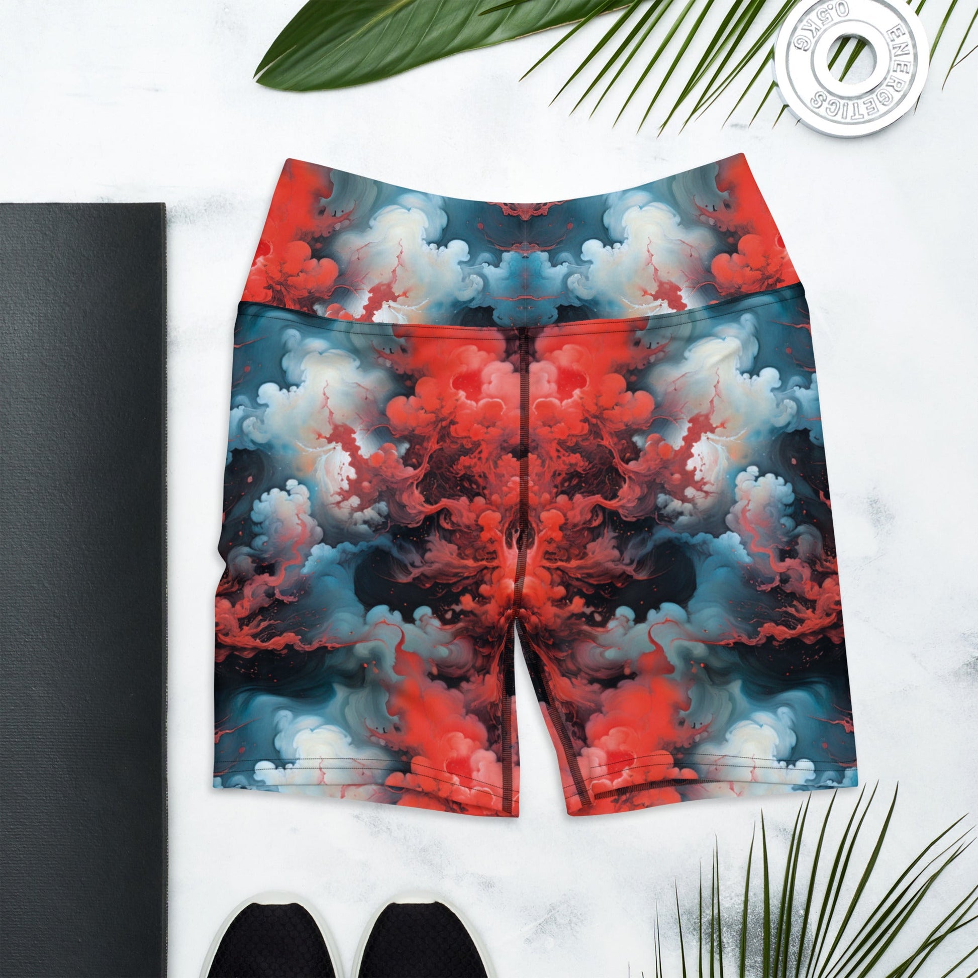 Yoga Shorts - Ethereal Crimson Flow - Light Jelly Kvlt