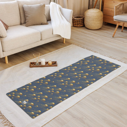 Yoga mat - Blue and Gold Jellyfishes - by Jelly Kvlt