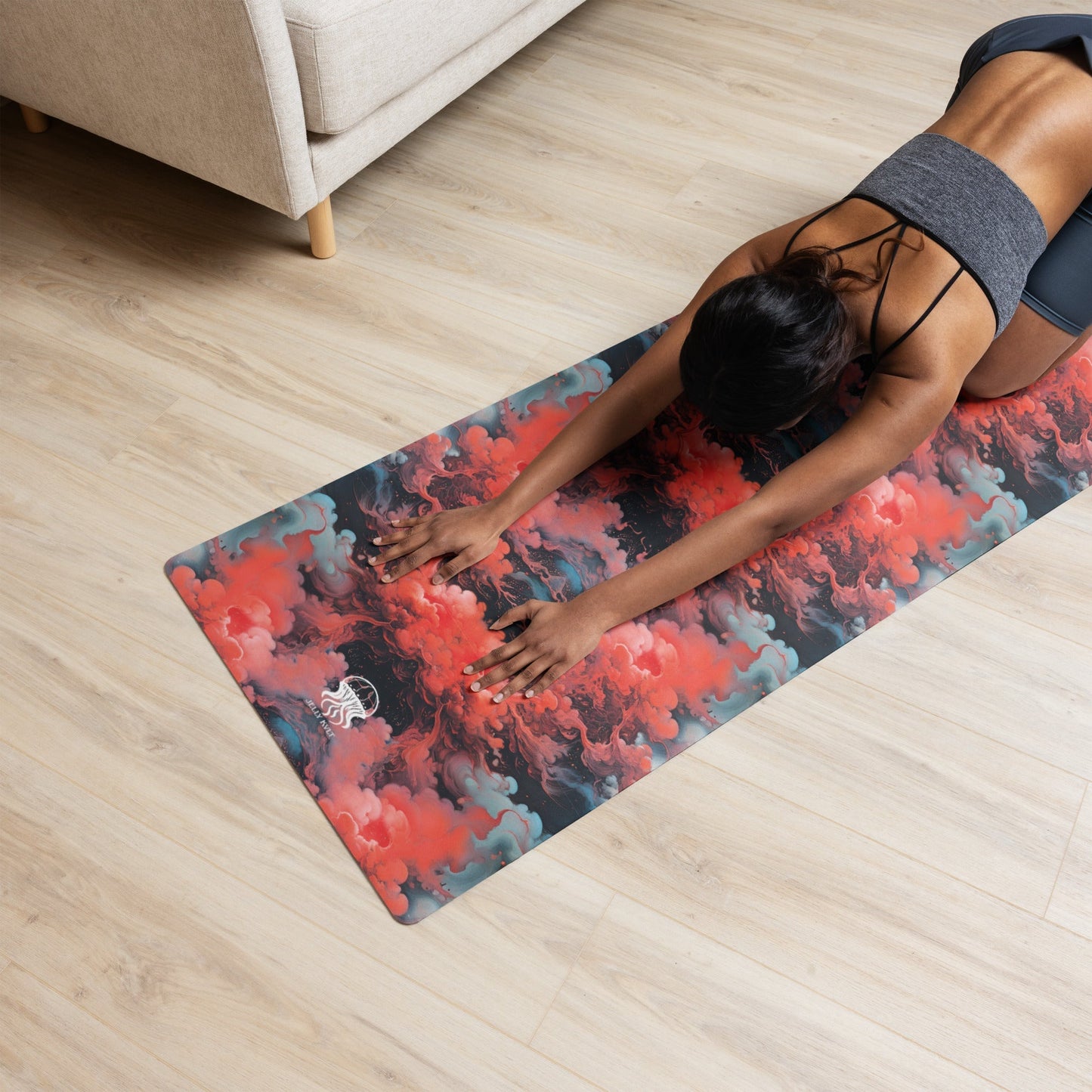 Yoga mat - Ethereal Crimson Flow - Dark Jelly Kvlt