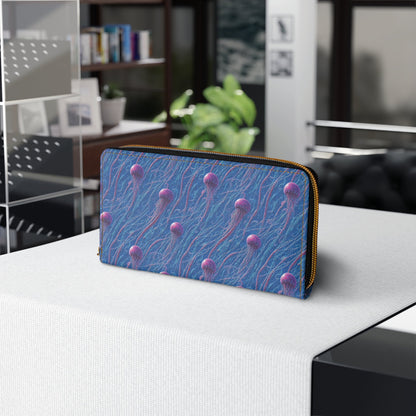 Zipper Wallet - Blue and Violet Jellyfishes - by Jelly Kvlt