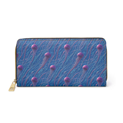 Zipper Wallet - Blue and Violet Jellyfishes - by Jelly Kvlt