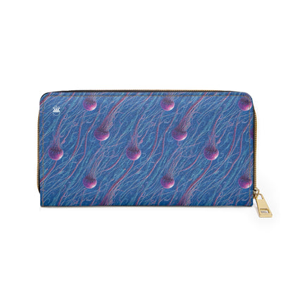 Zipper Wallet - Blue and Violet Jellyfishes - by Jelly Kvlt