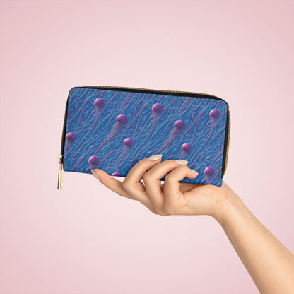 Zipper Wallet - Blue and Violet Jellyfishes - by Jelly Kvlt