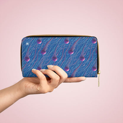 Zipper Wallet - Blue and Violet Jellyfishes - by Jelly Kvlt