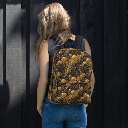 Backpack - Black and Gold Jellyfishes - by Jelly Kvlt