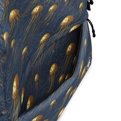 Backpack - Blue and Gold Jellyfishes - by Jelly Kvlt