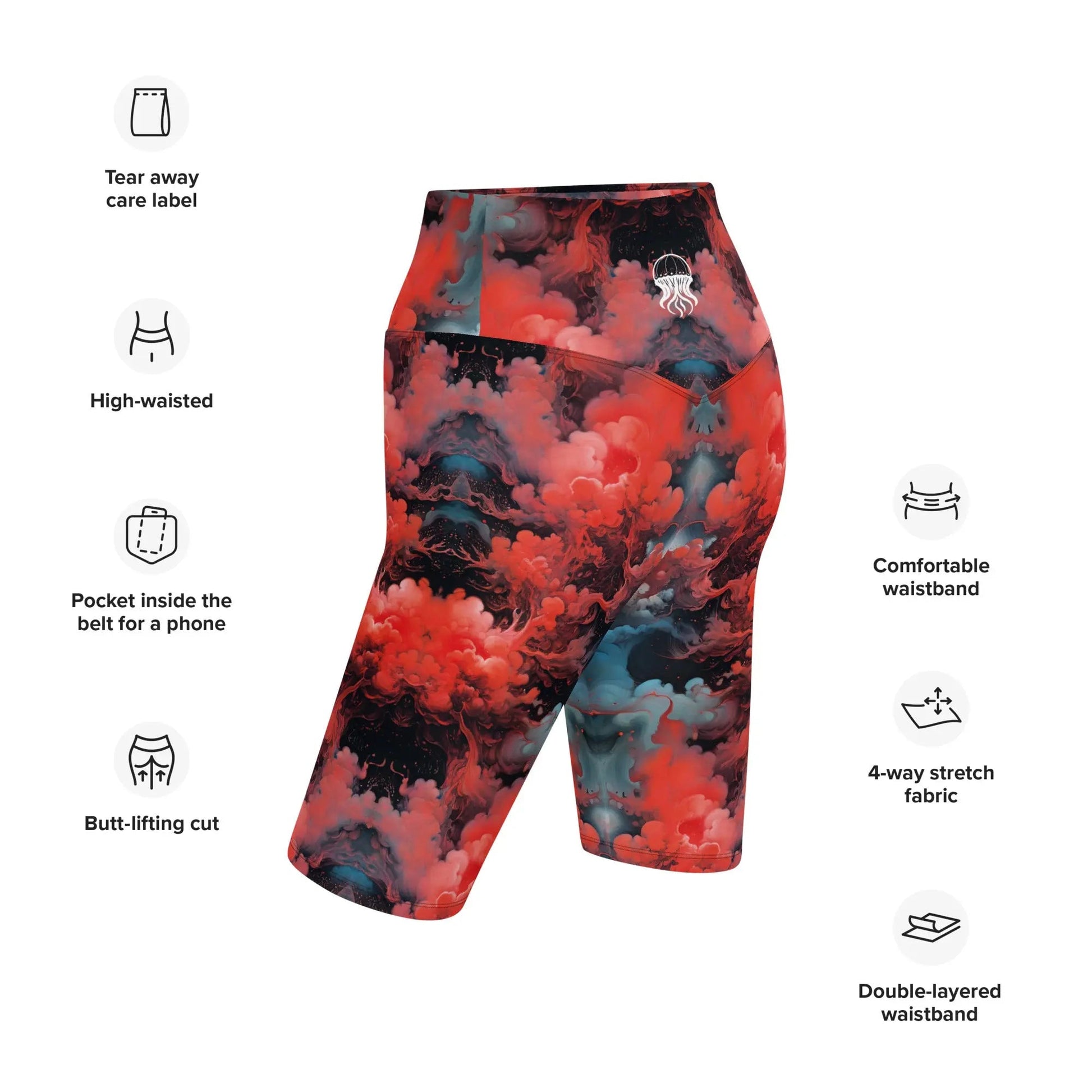 Biker Shorts - Ethereal Crimson Flow - Dark - by Jelly Kvlt