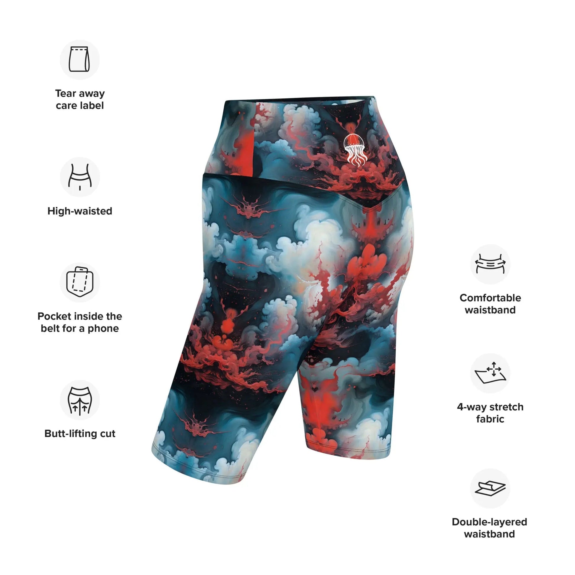 Biker Shorts - Ethereal Crimson Flow - Light - by Jelly Kvlt