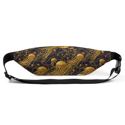 Fanny Pack - Black and Gold Jellyfishes - by Jelly Kvlt