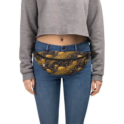 Fanny Pack - Black and Gold Jellyfishes - by Jelly Kvlt