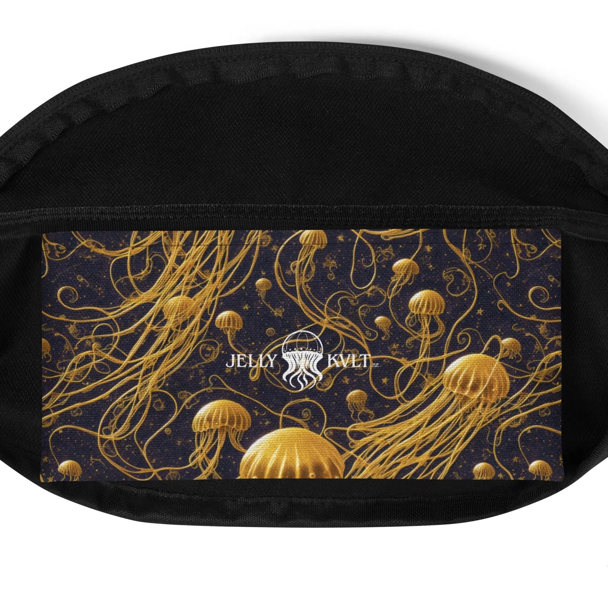 Fanny  Pack - Black and Gold Jellyfishes - by Jelly Kvlt