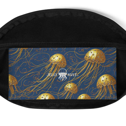 Fanny Pack - Blue and Gold Jellyfishes - by Jelly Kvlt