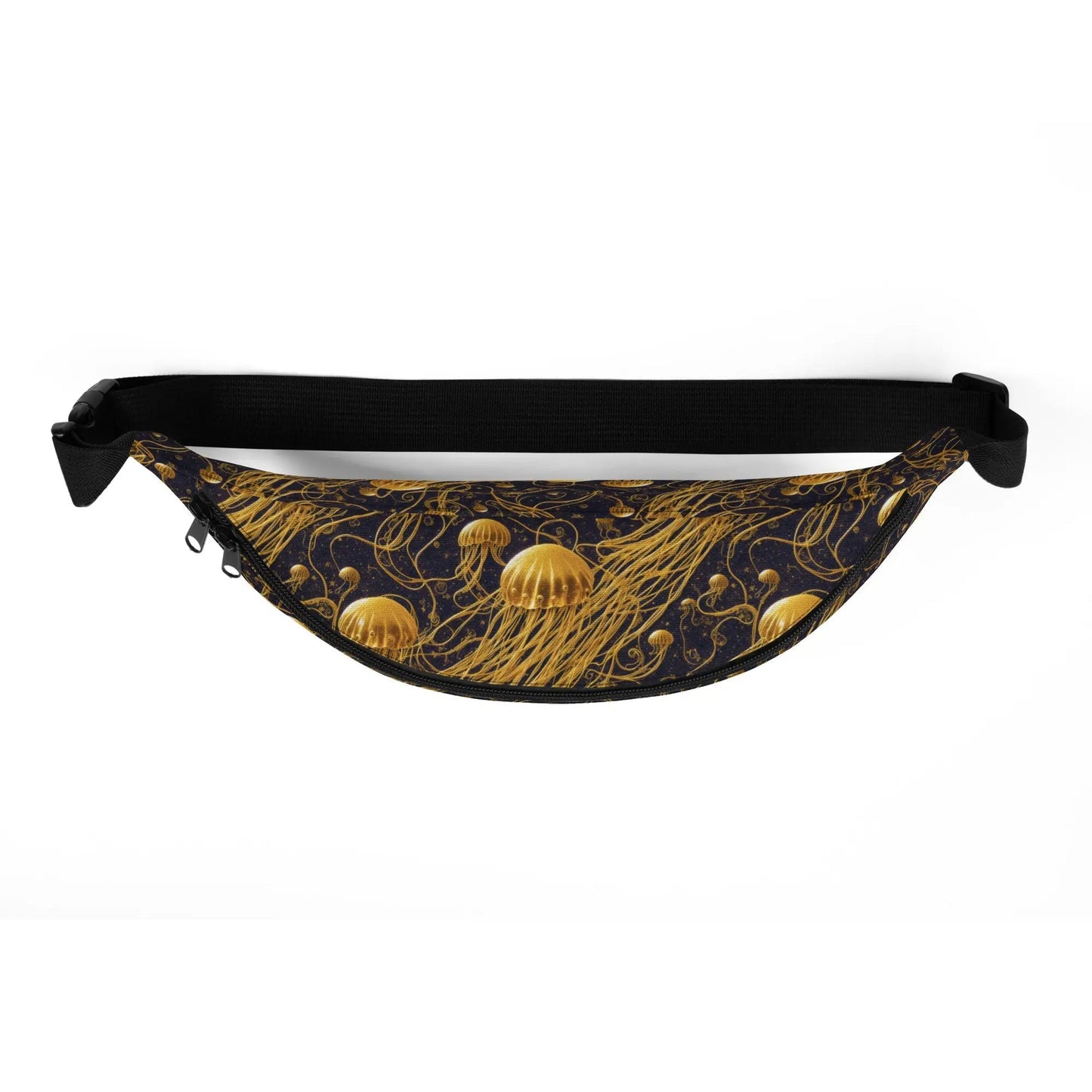 Fanny Pack - Black and Gold Jellyfishes - by Jelly Kvlt