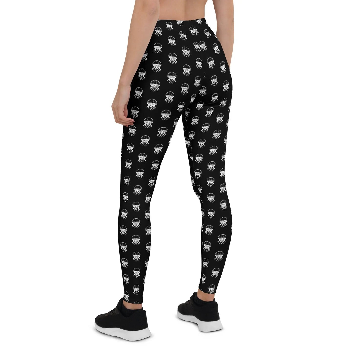 Women's Mid-Rise Leggings - Jellyfish Invaders: Comfort & Retro Style