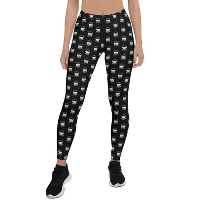 Women's Mid-Rise Leggings - Jellyfish Invaders: Comfort & Retro Style