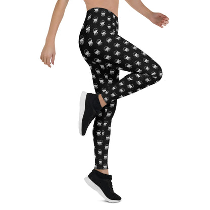 Women's Mid-Rise Leggings - Jellyfish Invaders: Comfort & Retro Style