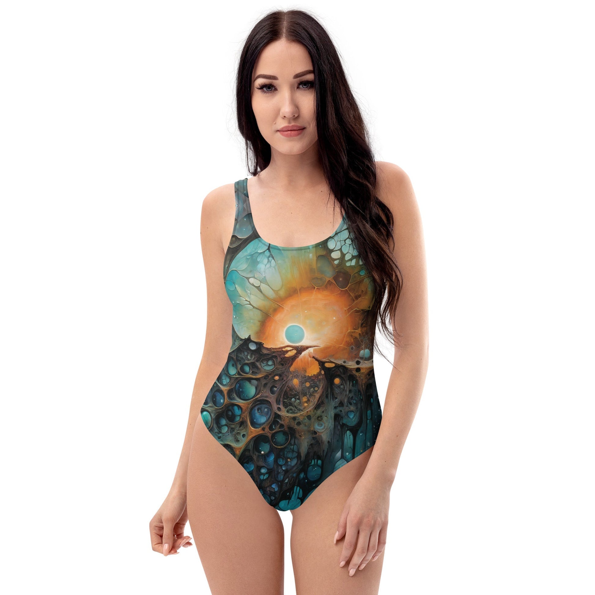 One-Piece Swimsuit - Chthonic Echoes - by Jelly Kvlt