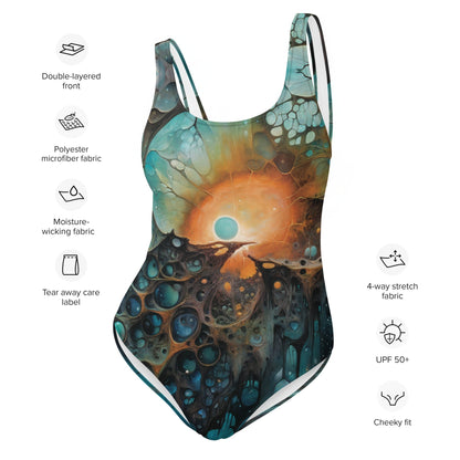 One-Piece Swimsuit - Chthonic Echoes - by Jelly Kvlt