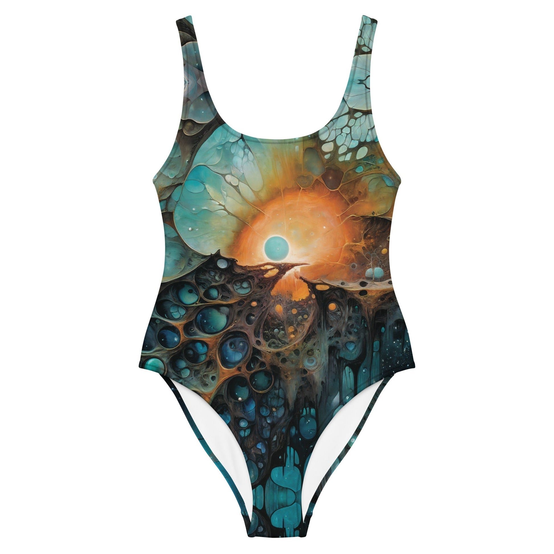 One-Piece Swimsuit - Chthonic Echoes - by Jelly Kvlt