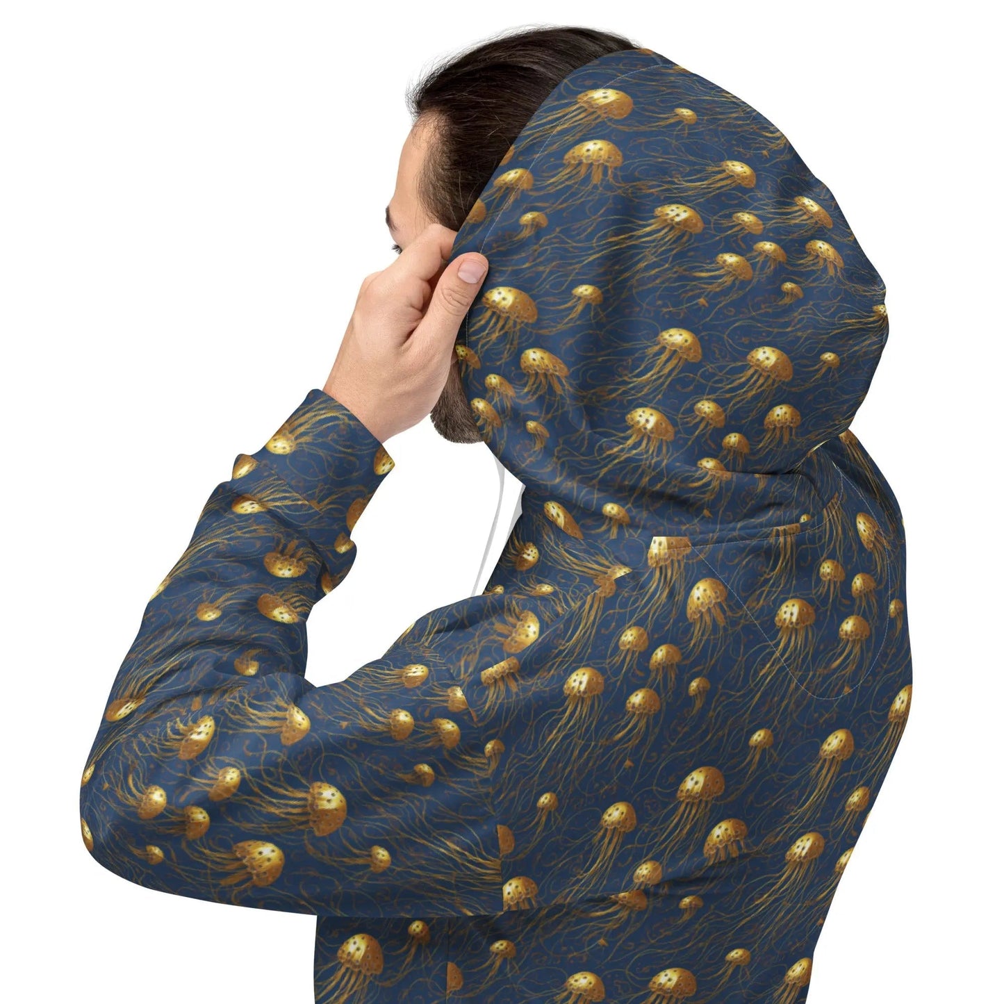 Unisex Comfort Hoodie - Blue and Gold Jellyfishes - by Jelly Kvlt