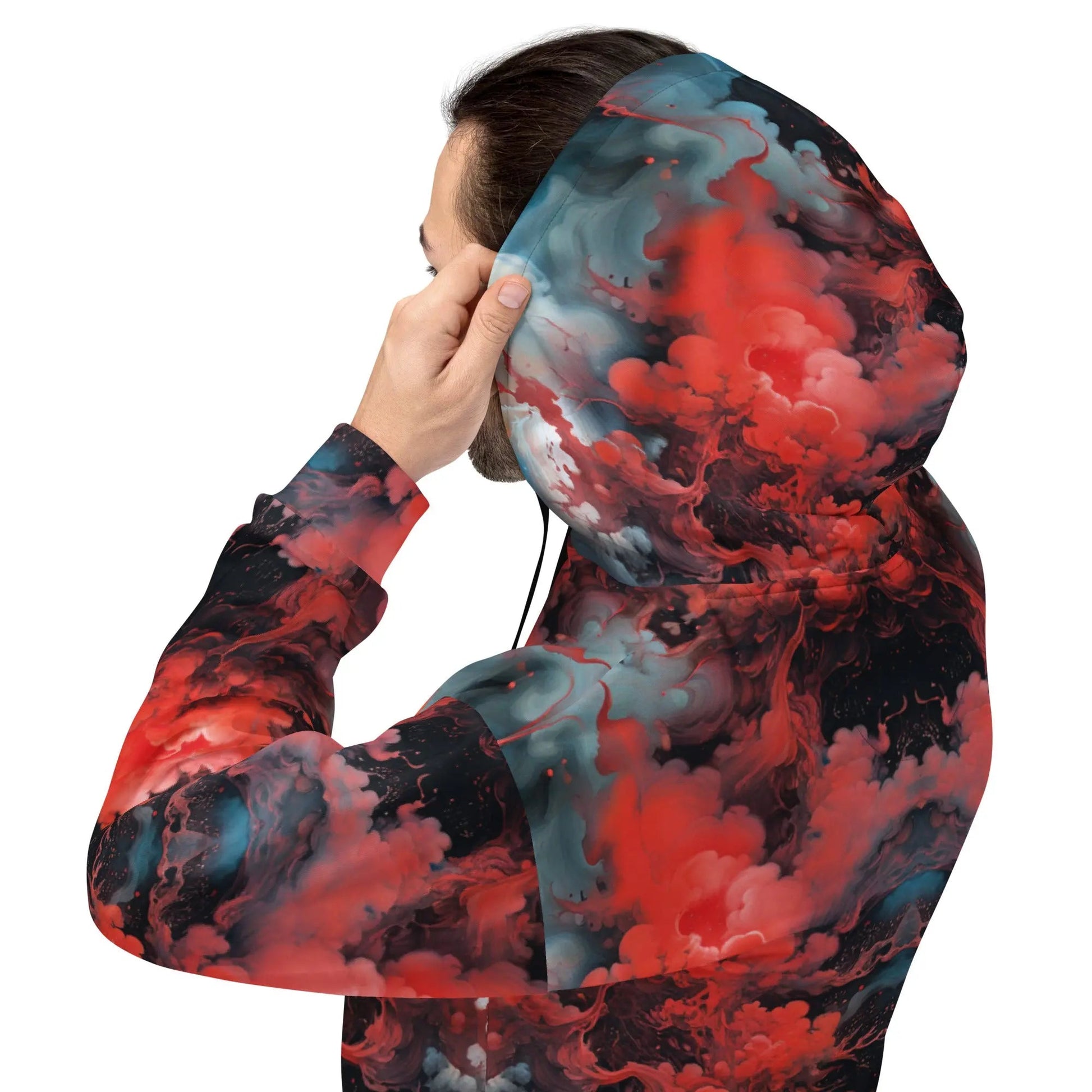 Unisex Comfort Hoodie - Ethereal Crimson Flow - Dark - by Jelly Kvlt