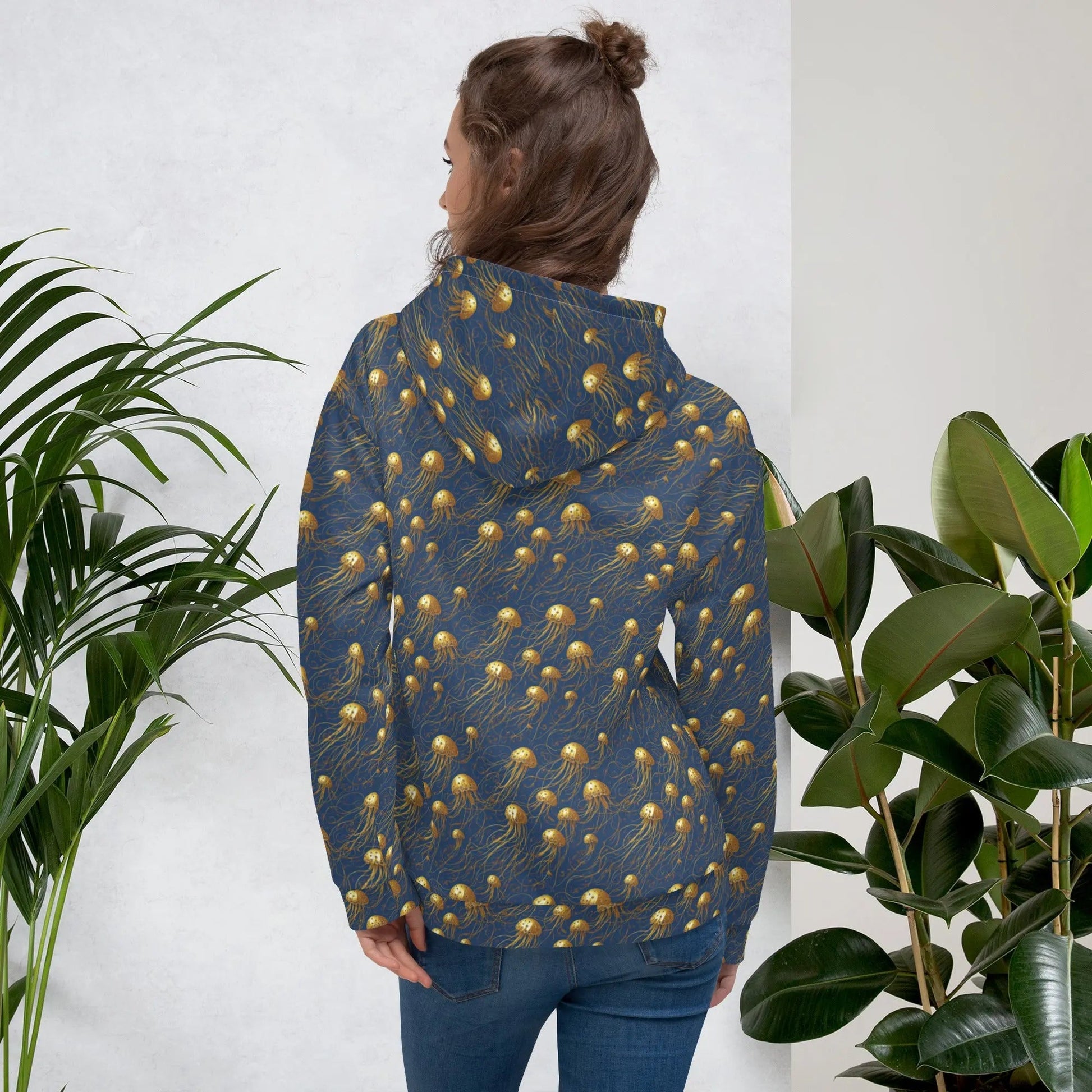 Unisex Comfort Hoodie - Blue and Gold Jellyfishes - by Jelly Kvlt