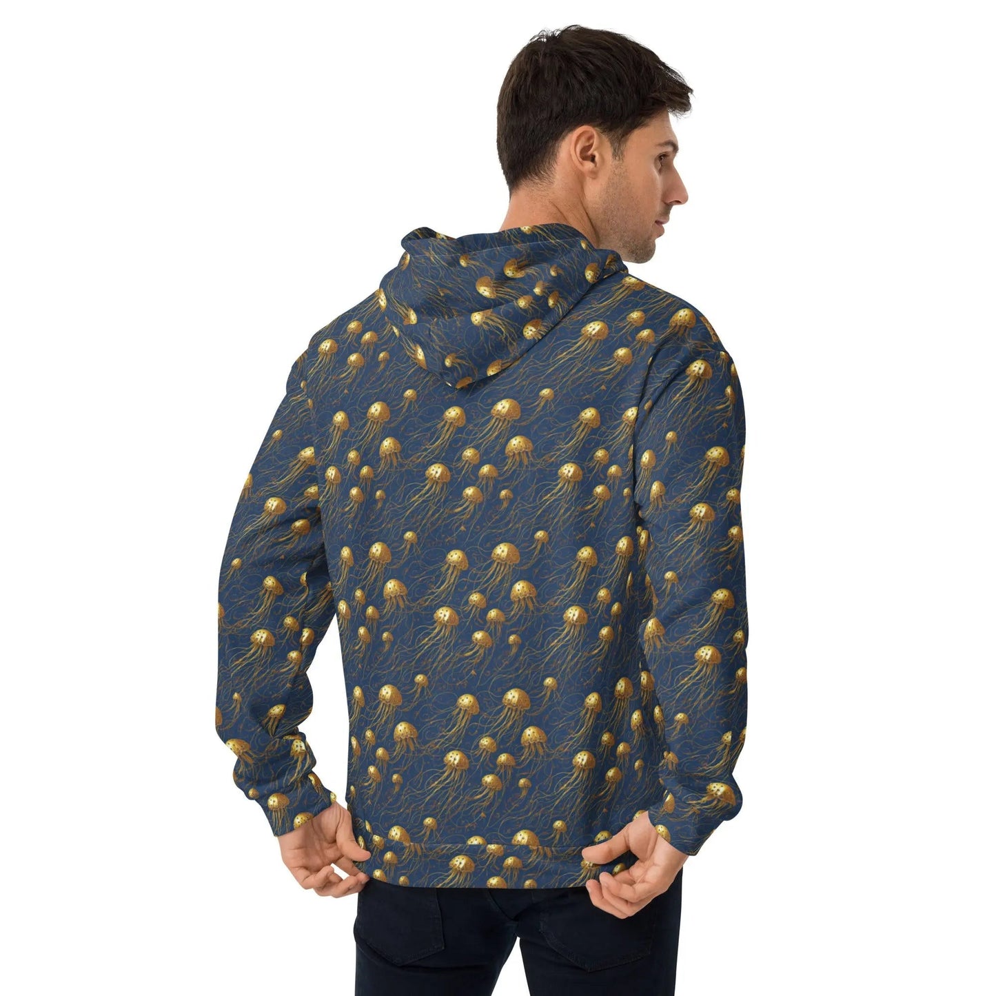 Unisex Comfort Hoodie - Blue and Gold Jellyfishes - by Jelly Kvlt