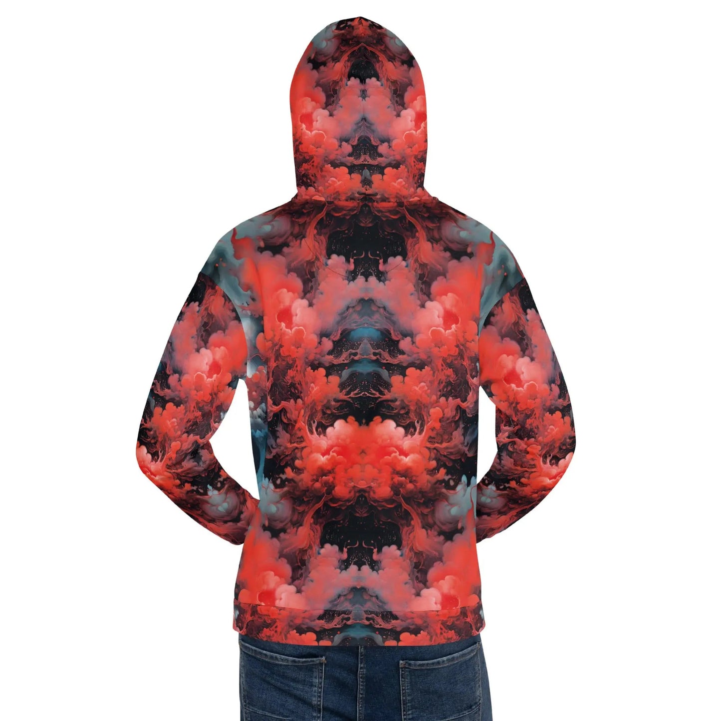 Unisex Comfort Hoodie - Ethereal Crimson Flow - Dark - by Jelly Kvlt