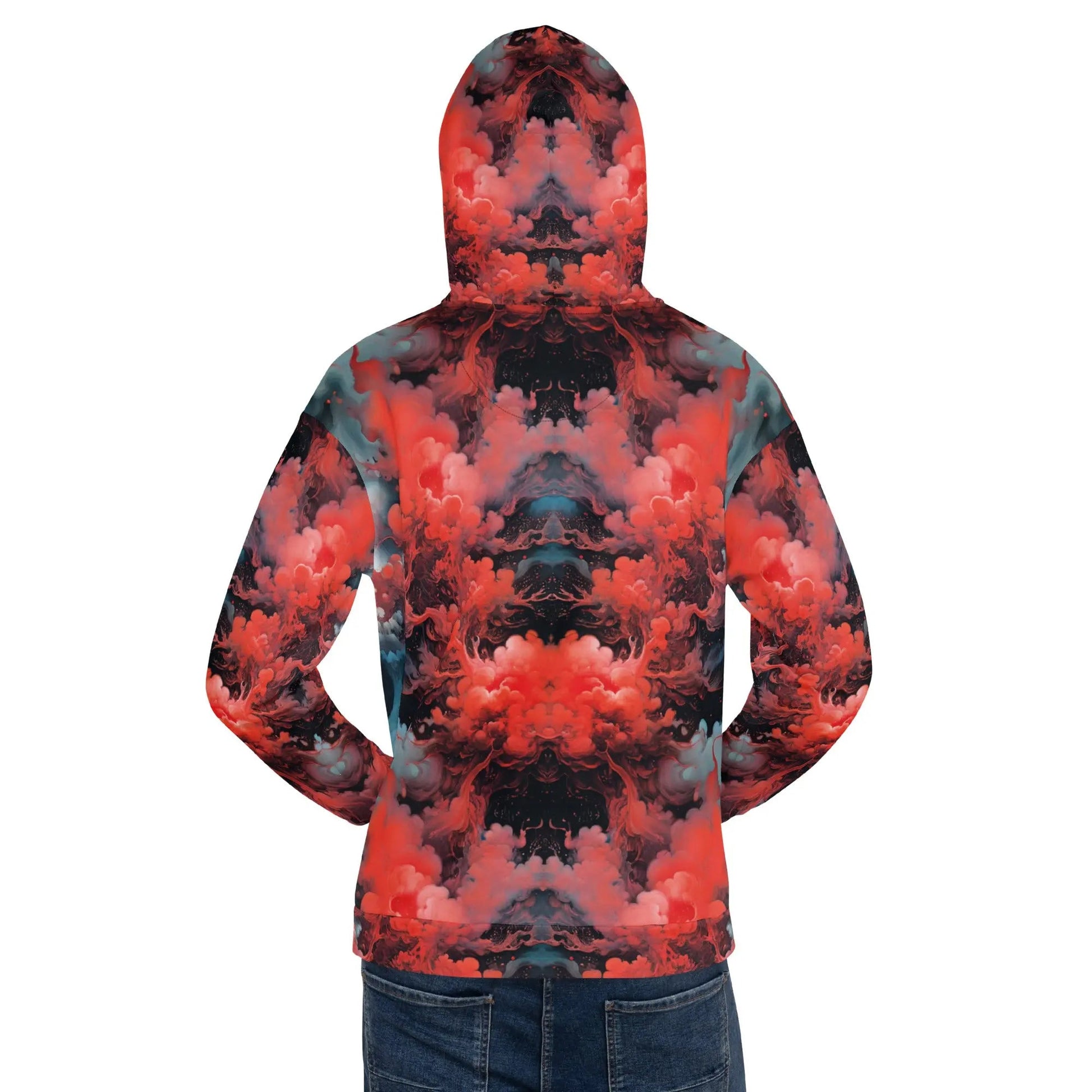 Unisex Comfort Hoodie - Ethereal Crimson Flow - Dark - by Jelly Kvlt