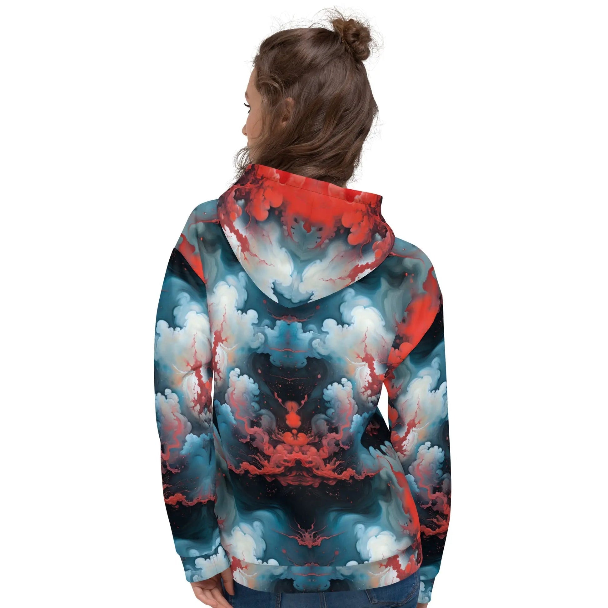 Unisex Comfort Hoodie - Ethereal Crimson Flow - Light - by Jelly Kvlt