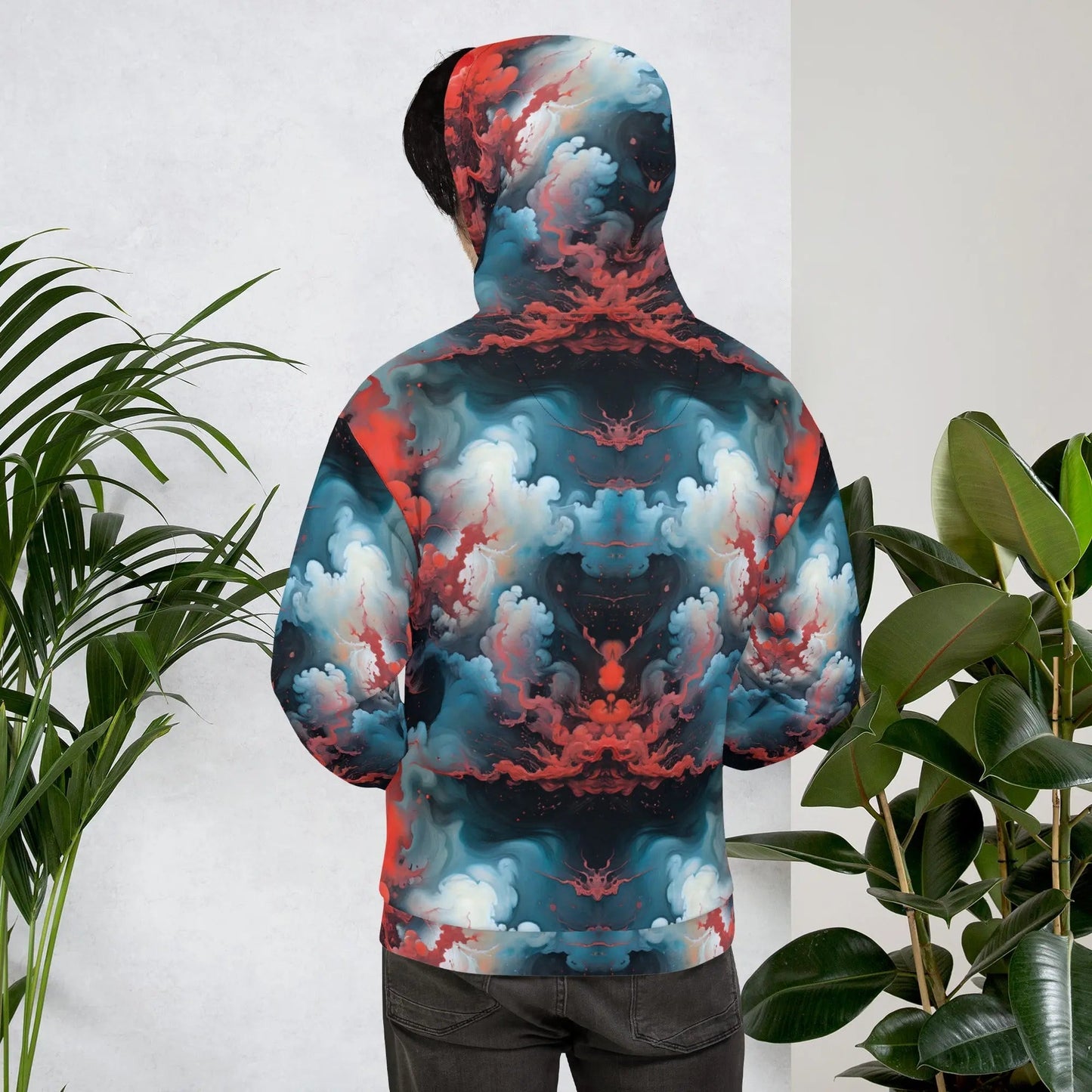 Unisex Comfort Hoodie - Ethereal Crimson Flow - Light - by Jelly Kvlt