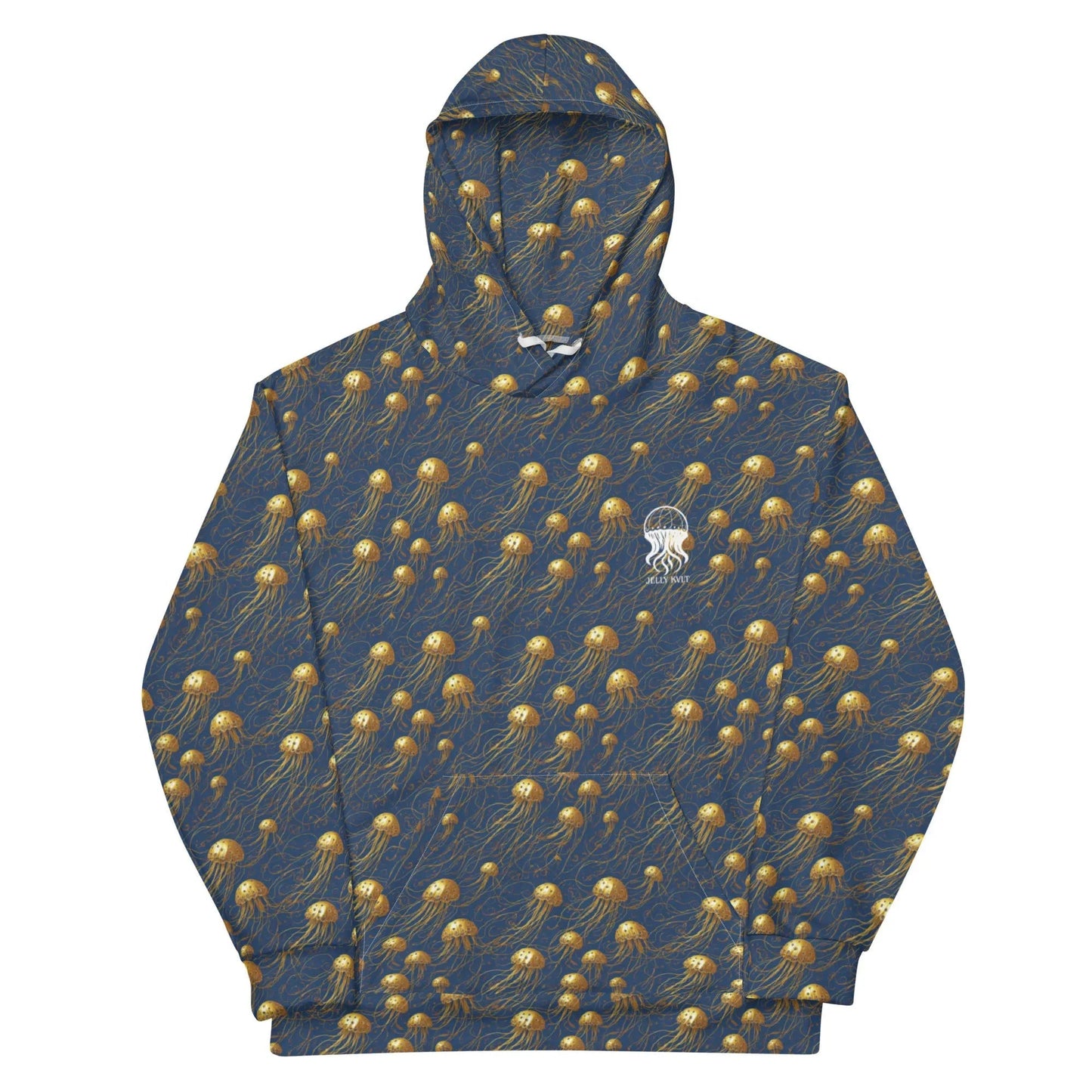 Unisex Comfort Hoodie - Blue and Gold Jellyfishes - by Jelly Kvlt