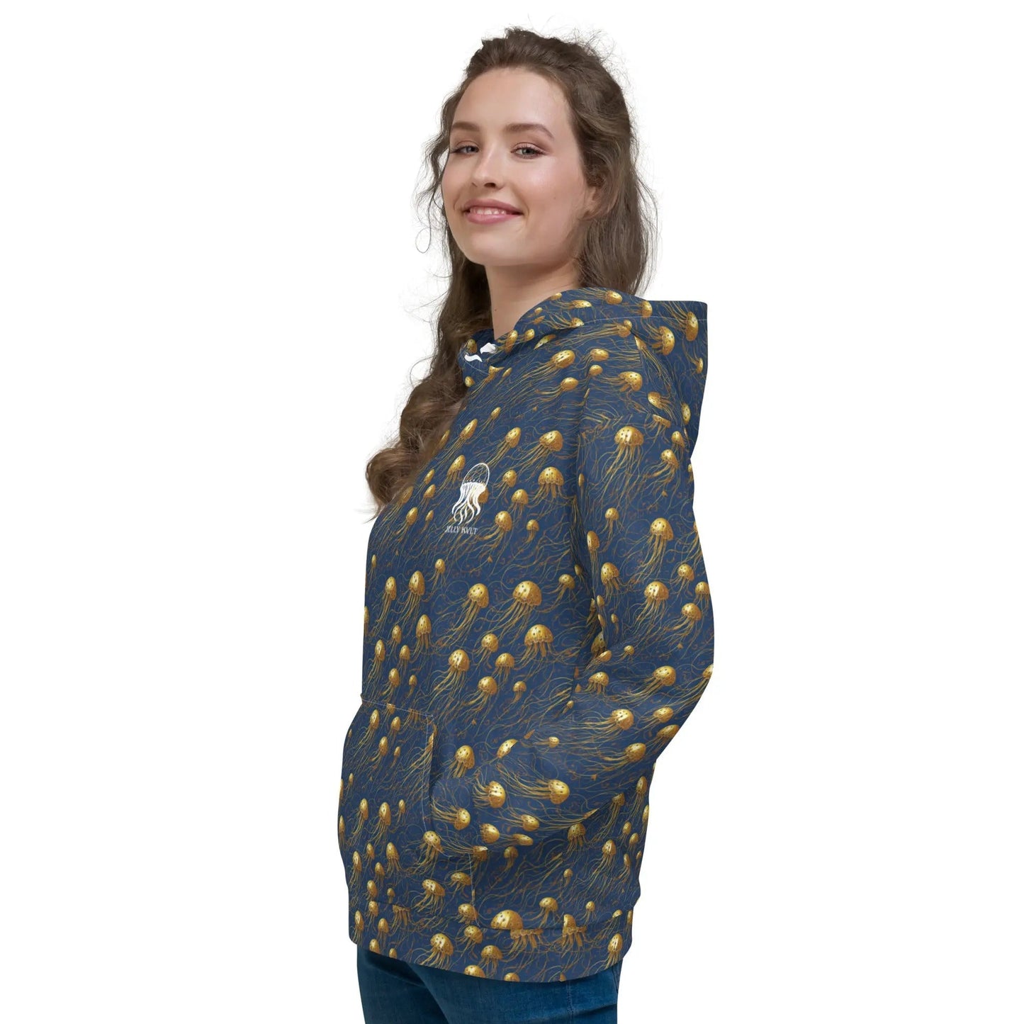 Unisex Comfort Hoodie - Blue and Gold Jellyfishes - by Jelly Kvlt