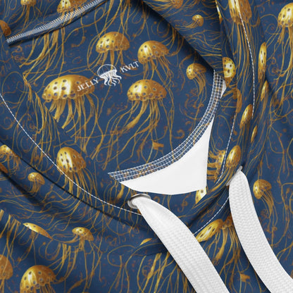 Unisex Comfort Hoodie - Blue and Gold Jellyfishes - by Jelly Kvlt