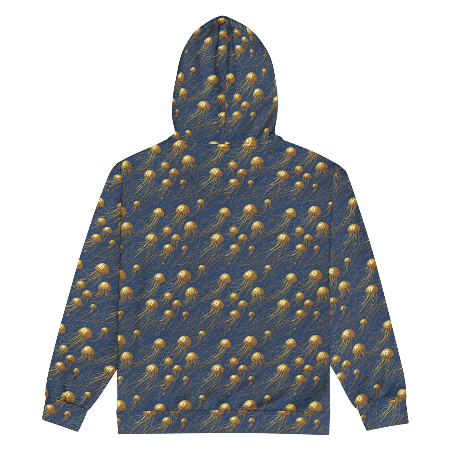 Unisex Comfort Zip Hoodie - Blue and Gold Jellyfishes - by Jelly Kvlt