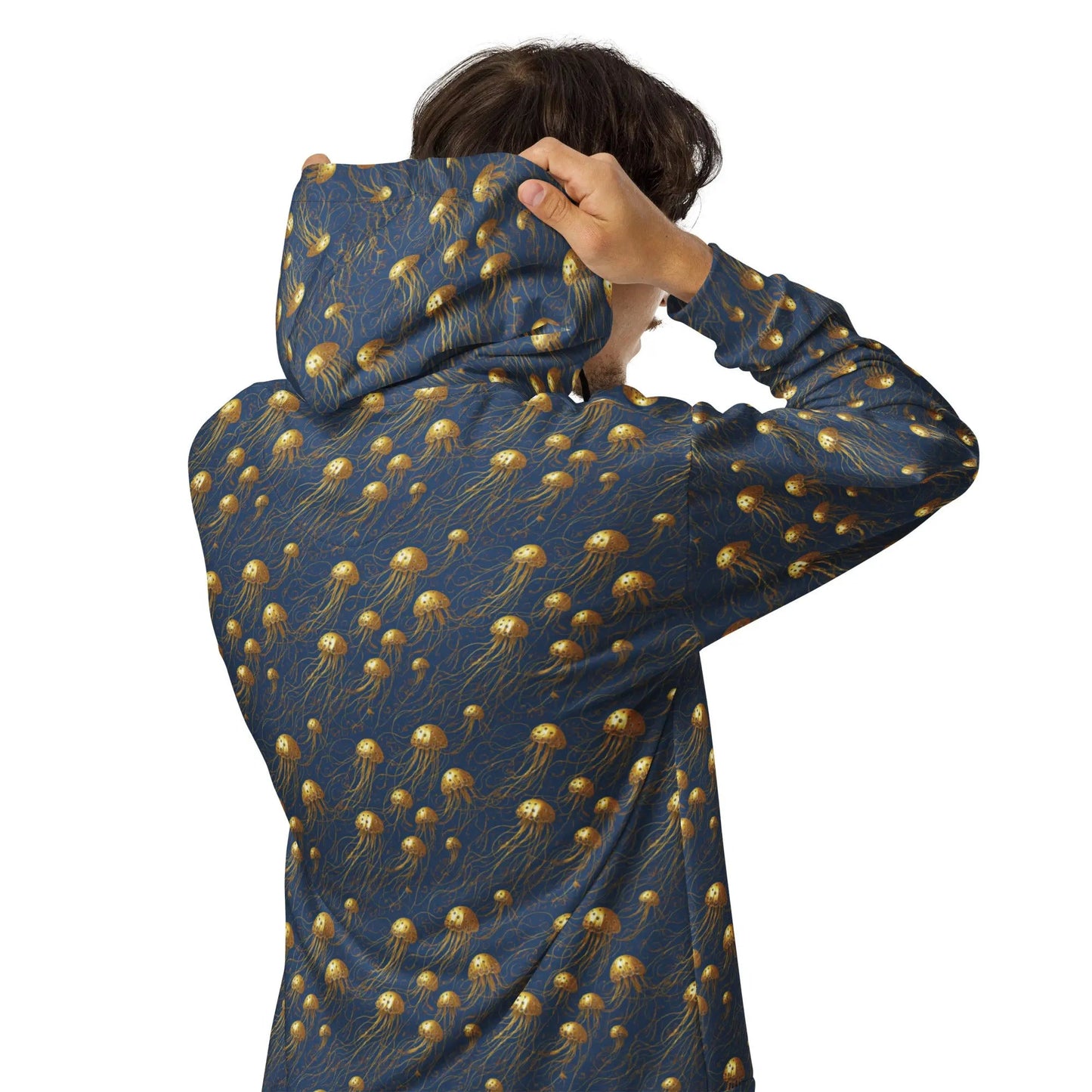 Unisex Comfort Zip Hoodie - Blue and Gold Jellyfishes - by Jelly Kvlt