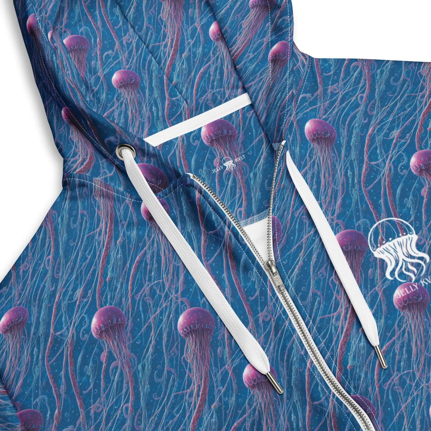 Unisex Comfort Zip Hoodie - Blue and Violet Jellyfishes - by Jelly Kvlt