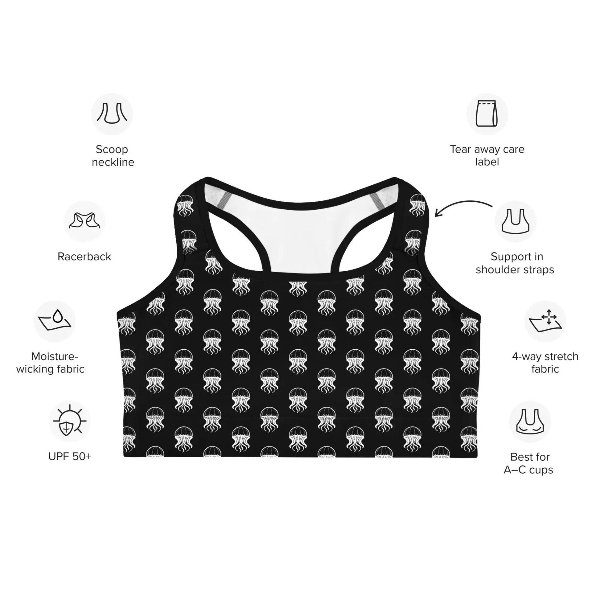 Sports Bra - Jellyfish Invaders: Comfort & Cosmic Style