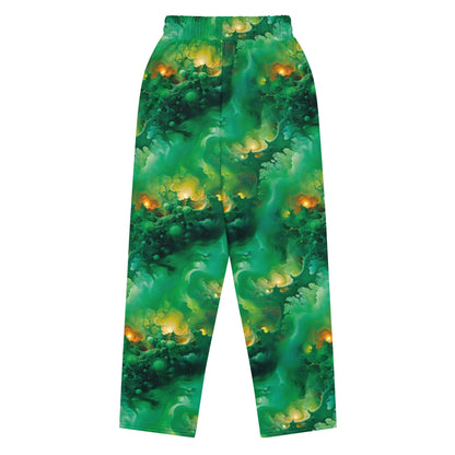 Unisex Wide-leg Joggers - Viridian Shroud - by Jelly Kvlt