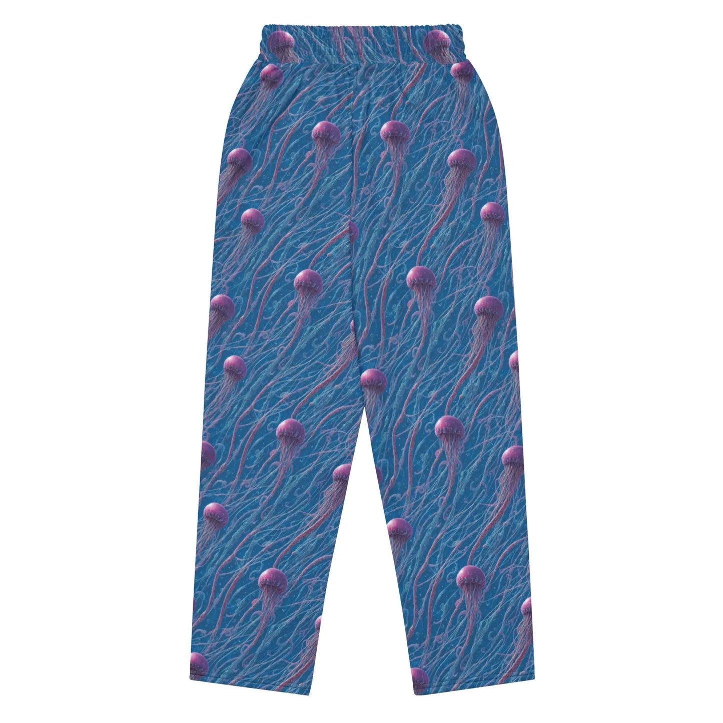 Unisex Wide-leg Joggers - Blue and Violet Jellyfishes - by Jelly Kvlt