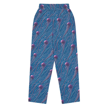 Unisex Wide-leg Joggers - Blue and Violet Jellyfishes - by Jelly Kvlt