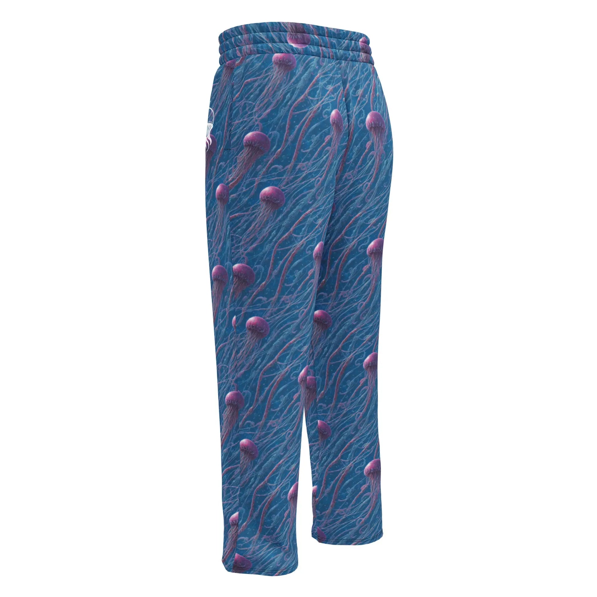 Unisex Wide-leg Joggers - Blue and Violet Jellyfishes - by Jelly Kvlt