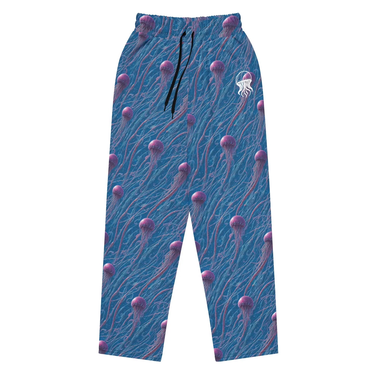 Unisex Wide-leg Joggers - Blue and Violet Jellyfishes - by Jelly Kvlt