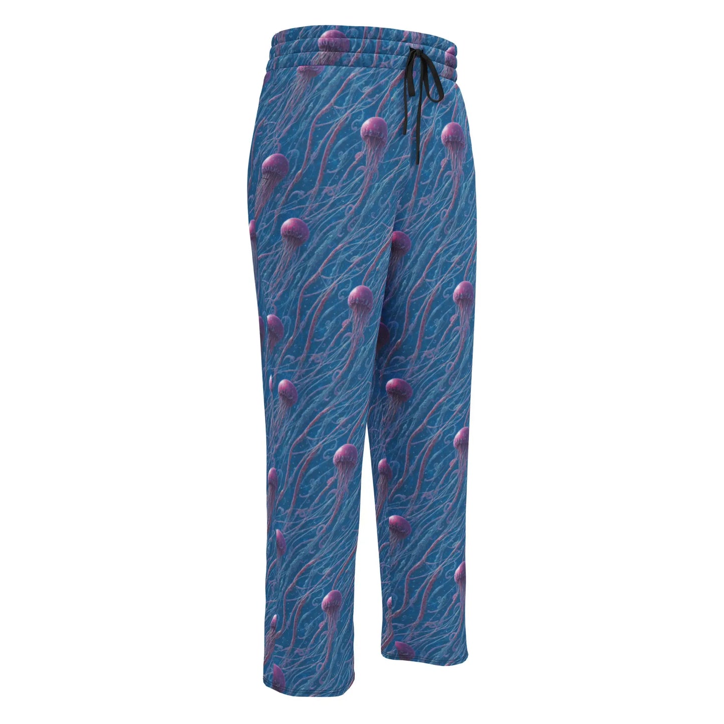 Unisex Wide-leg Joggers - Blue and Violet Jellyfishes - by Jelly Kvlt