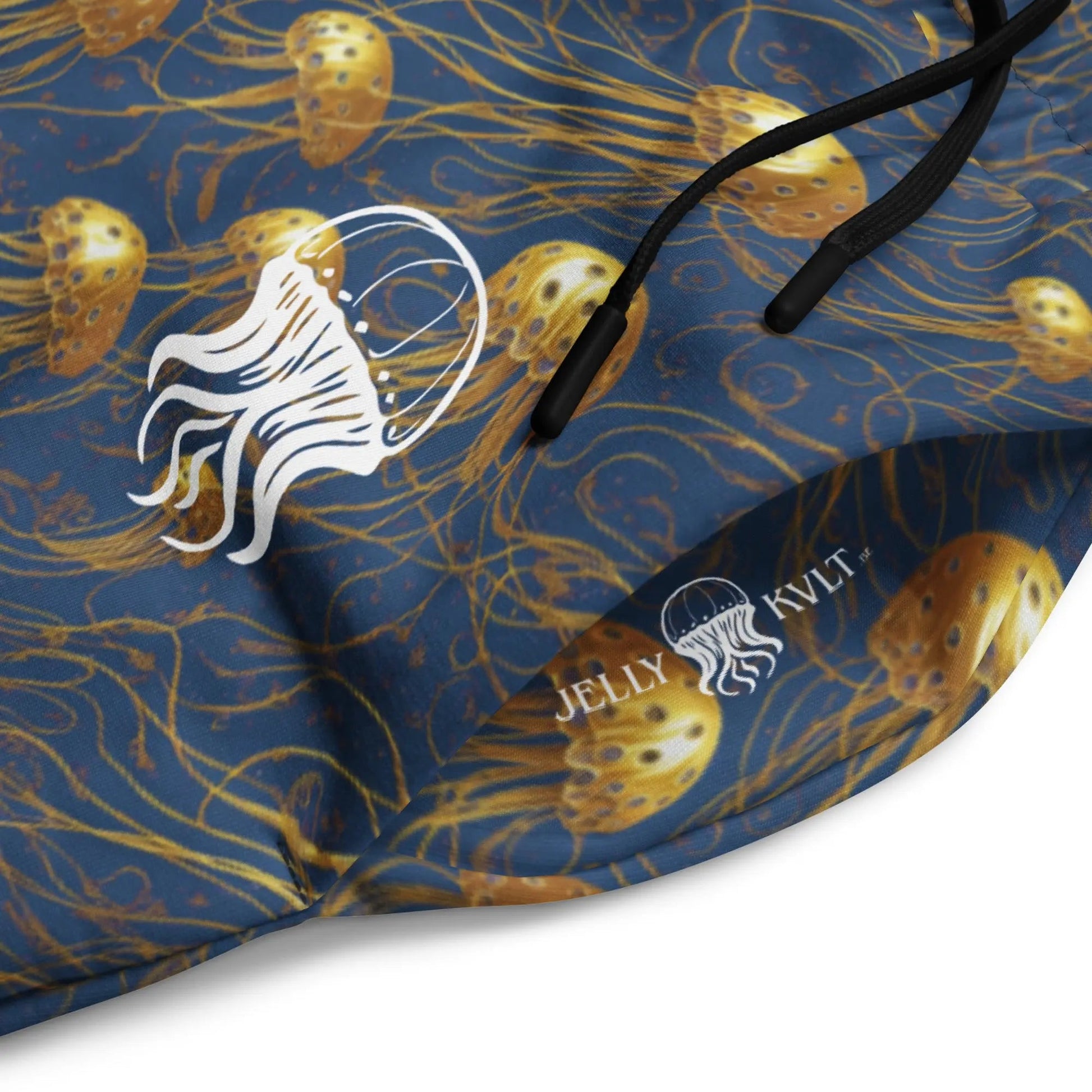 Unisex Wide-leg Joggers - Blue and Gold Jellyfishes - by Jelly Kvlt