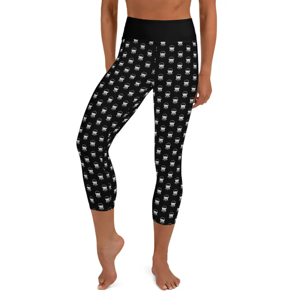 Yoga Capri Leggings - Jellyfish Invaders: Flexibility & Unique Style