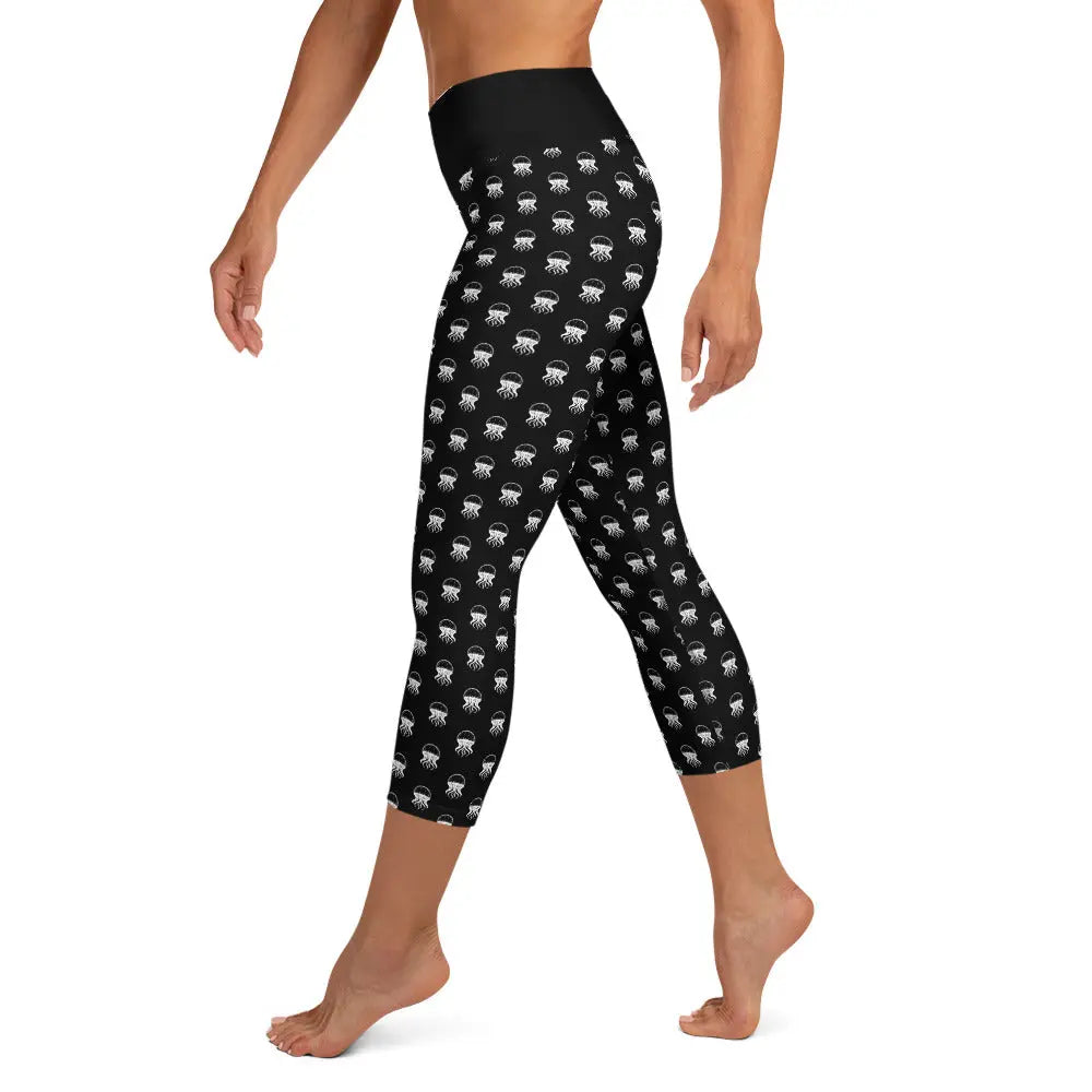 Yoga Capri Leggings - Jellyfish Invaders: Flexibility & Unique Style