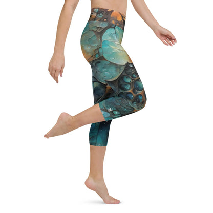 Yoga Capri Leggings - Chthonic Echoes - by Jelly Kvlt