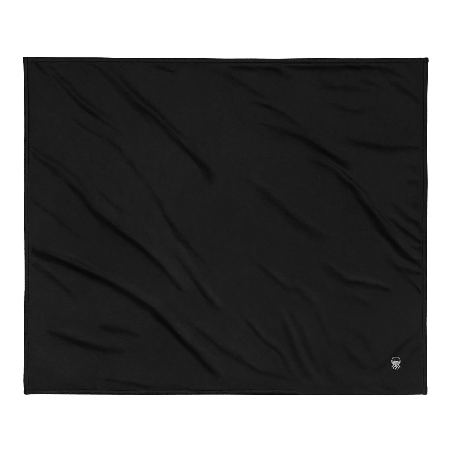 Embroidered Premium Sherpa Blanket - Noir - Jellyfish logo | Jelly Kvlt